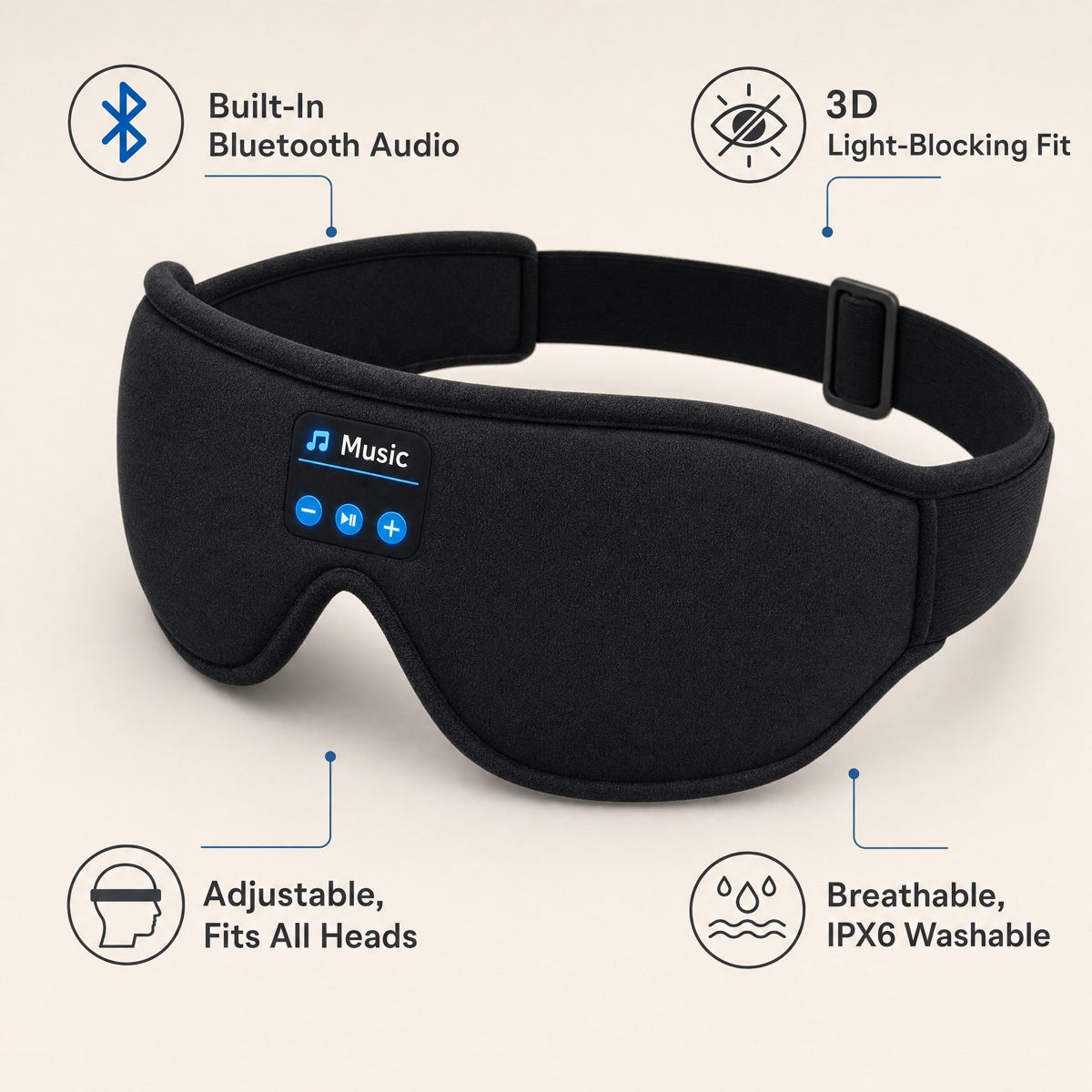 3D Eye Mask Bluetooth 50 Unlimited Music Stereo